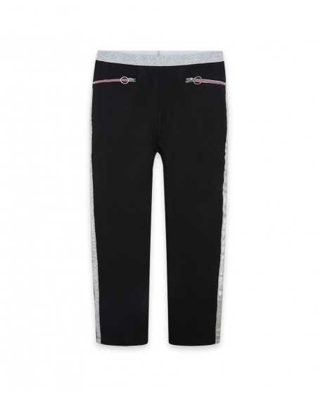 Leggings en coton molletonné à rayures latérales garçon noirs
