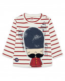Tee-shirt en jersey à rayures garçon rouge hello london Tee-shirt en jersey à rayures garçon rouge hello london