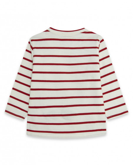Tee-shirt en jersey à rayures garçon rouge hello london Tee-shirt en jersey à rayures garçon rouge hello london