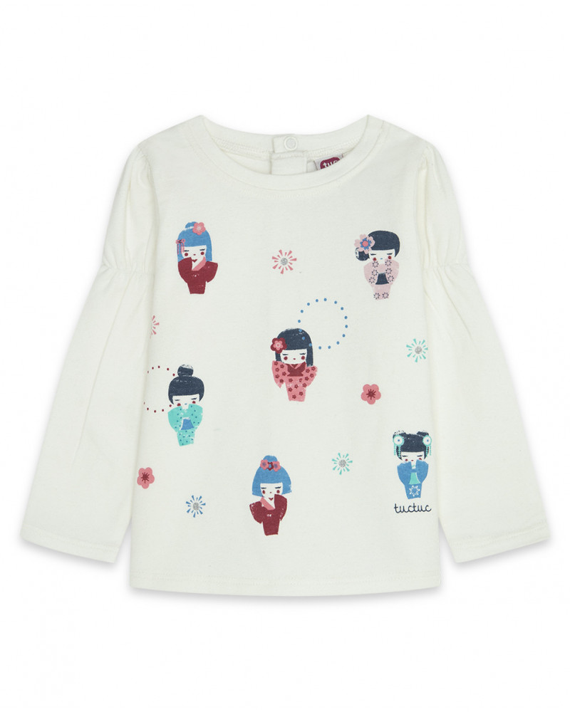 Tee-shirt en jersey imprimée fille blanc kyoto girls