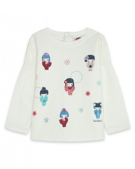 Tee-shirt en jersey imprimée fille blanc kyoto girls Tee-shirt en jersey imprimée fille blanc kyoto girls