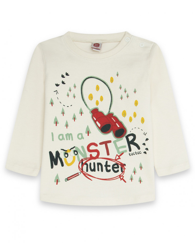 Tee-shirt en jersey imprimée garçon blanc highlands