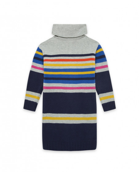 Robe en tricot à rayures fille grise best friends 4ever Robe en tricot à rayures fille grise best friends 4ever