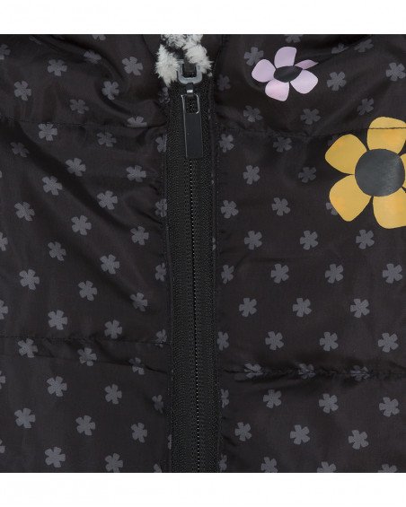 Parka réversible en fourrure avec capuche fille grise bee happy Parka réversible en fourrure avec capuche fille grise bee happy