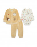 Ensamble en velours et jersey garçon beige brownie bears Ensamble en velours et jersey garçon beige brownie bears