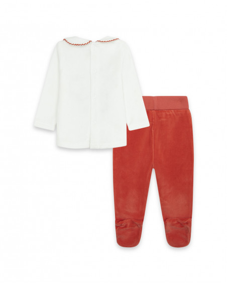 Ensemble velours long avec pieds fille rouge alphabet Ensemble velours long avec pieds fille rouge alphabet