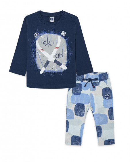 Tee-shirt et pantalon en peluche jogging garçon bleu glaciar Tee-shirt et pantalon en peluche jogging garçon bleu glaciar