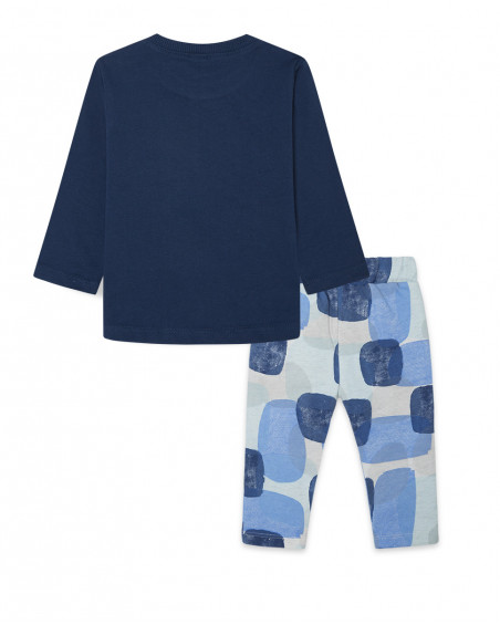 Tee-shirt et pantalon en peluche jogging garçon bleu glaciar Tee-shirt et pantalon en peluche jogging garçon bleu glaciar