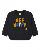 Sweat-shirt en peluche fermée sans capuche garçon gris bee happy Sweat-shirt en peluche fermée sans capuche garçon gris bee happy