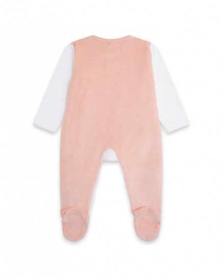 Grenouillère velours ouvert. latérale avec pieds fille rose Grenouillère velours ouvert. latérale avec pieds fille rose