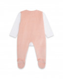 Grenouillère velours ouvert. latérale avec pieds fille rose Grenouillère velours ouvert. latérale avec pieds fille rose