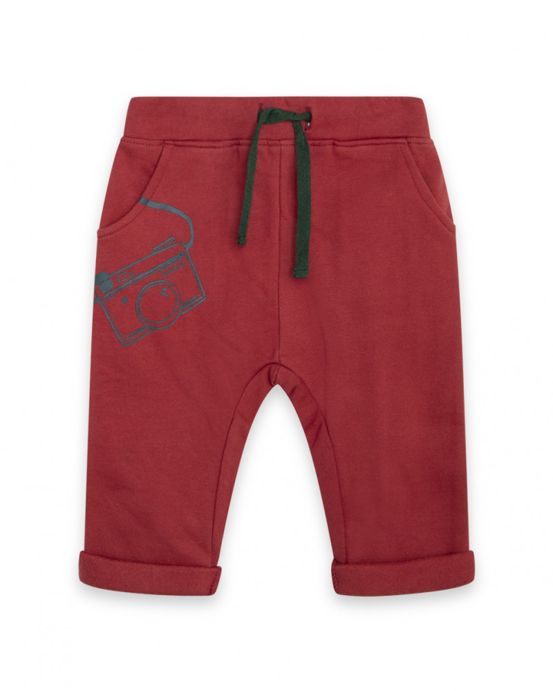 Pantalon en peluche caméra garçon rouge highlands