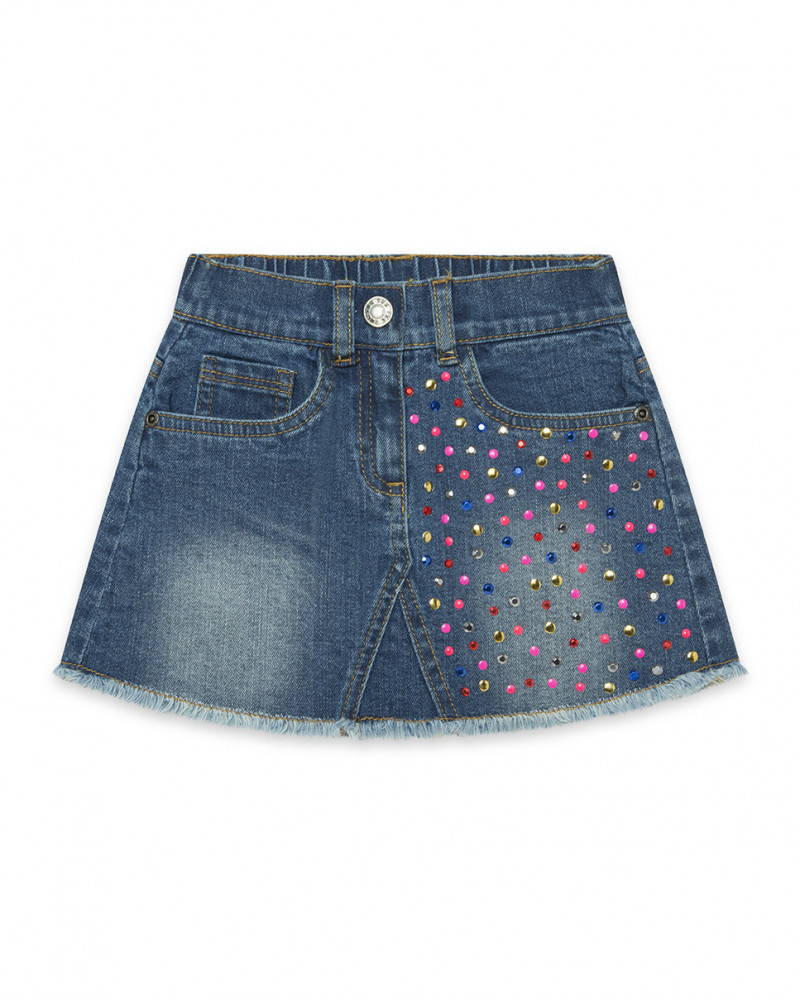 Jupe en jeans points fille bleue best friends 4ever