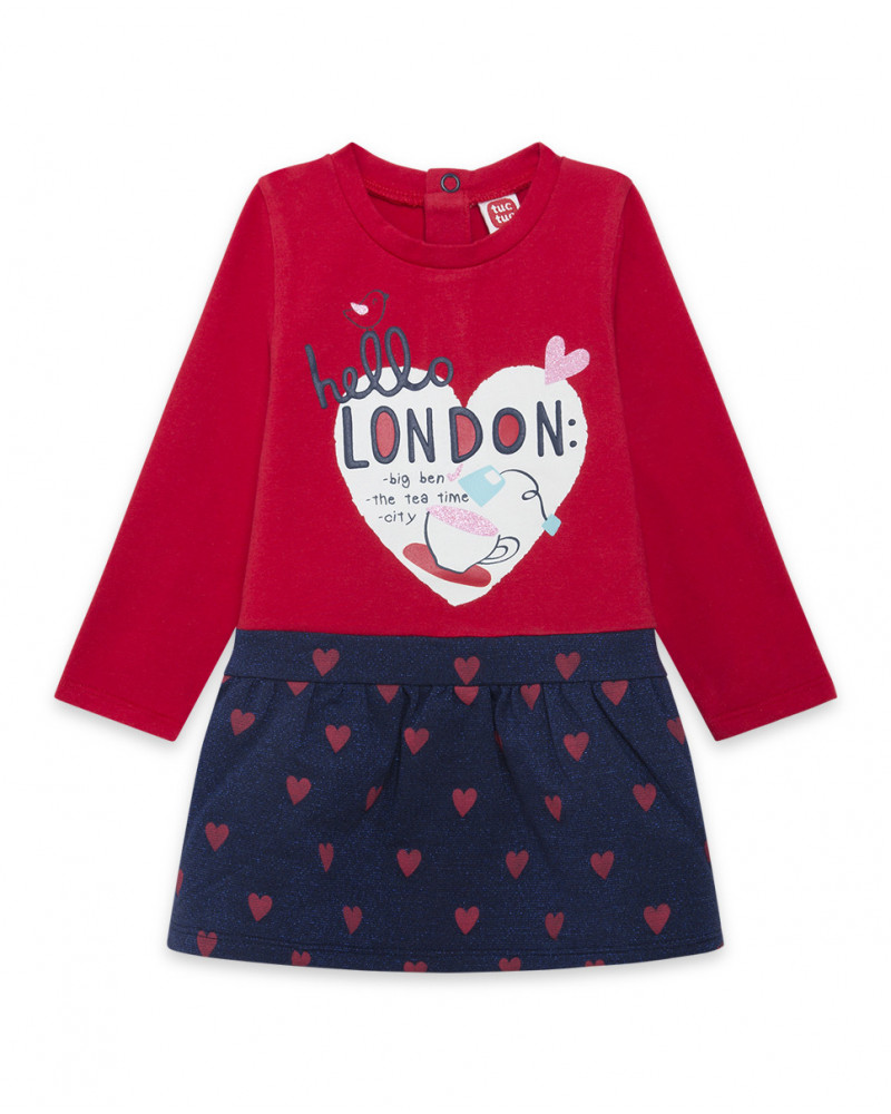 Robe combiné message fille rouge hello london