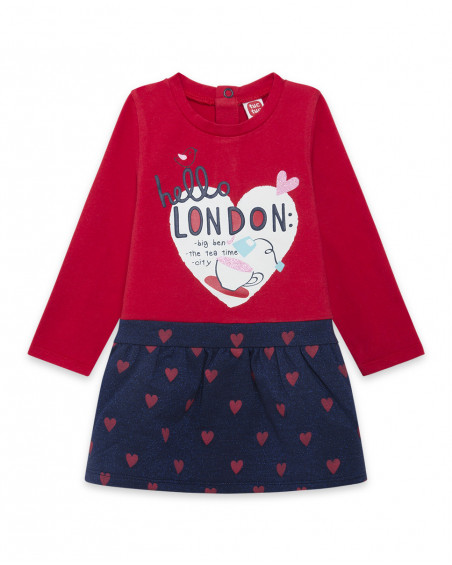 Robe combiné message fille rouge hello london Robe combiné message fille rouge hello london