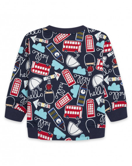 Sweat-shirt en peluche fermée sans capuche garçon bleu hello