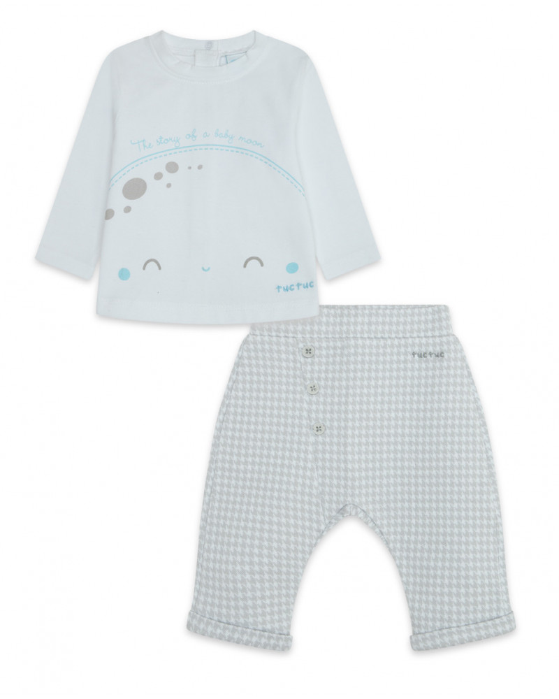 Ensemble en jersey long sans pieds garçon blanc luna llena