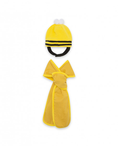 Bonnet et écharpe polaire abeille fille jaune bee happy Bonnet et écharpe polaire abeille fille jaune bee happy