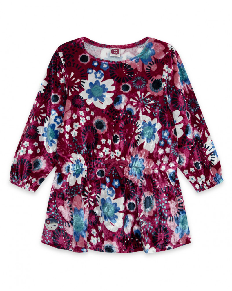 Robe velours fleurs fille rose kyoto girls