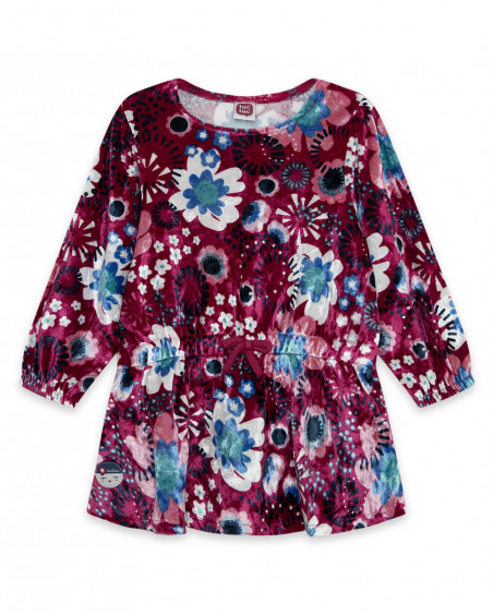 Robe velours fleurs fille rose kyoto girls Robe velours fleurs fille rose kyoto girls