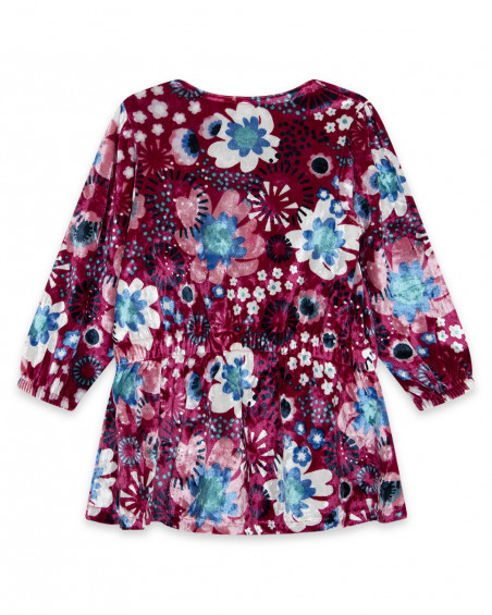 Robe velours fleurs fille rose kyoto girls Robe velours fleurs fille rose kyoto girls
