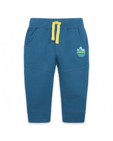 Pantalon en peluche lacets garçon bleu color hikers Pantalon en peluche lacets garçon bleu color hikers