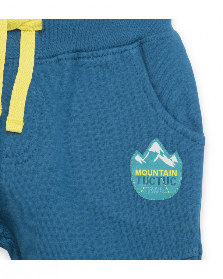 Pantalon en peluche lacets garçon bleu color hikers Pantalon en peluche lacets garçon bleu color hikers