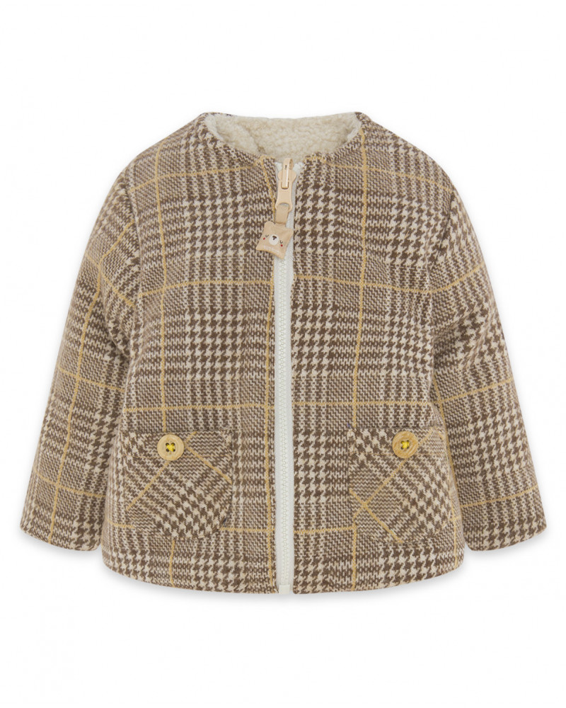 Veste réversible en peluche et forrure garçon marron brownie