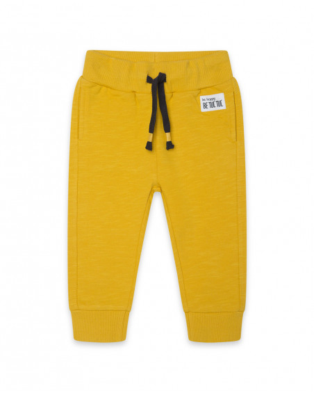 Pantalon en peluche long garçon jaune bee happy Pantalon en peluche long garçon jaune bee happy