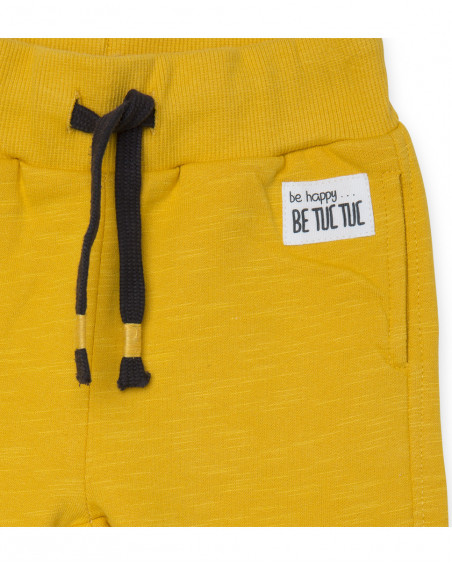 Pantalon en peluche long garçon jaune bee happy Pantalon en peluche long garçon jaune bee happy