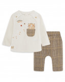 Tee-shirt et pantalon en peluche à carreaux garçon marron Tee-shirt et pantalon en peluche à carreaux garçon marron