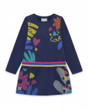 Robe en coton molletonné imprimé fille bleue best friends 4ever Robe en coton molletonné imprimé fille bleue best friends 4ever