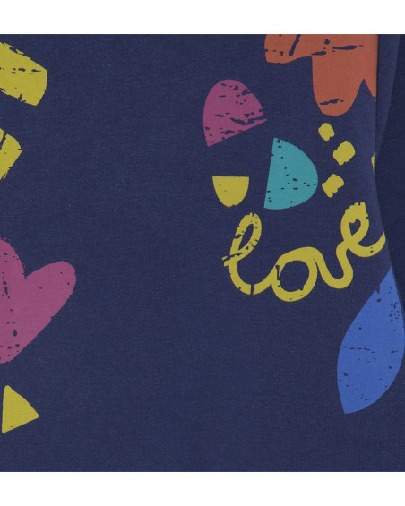 Robe en coton molletonné imprimé fille bleue best friends 4ever