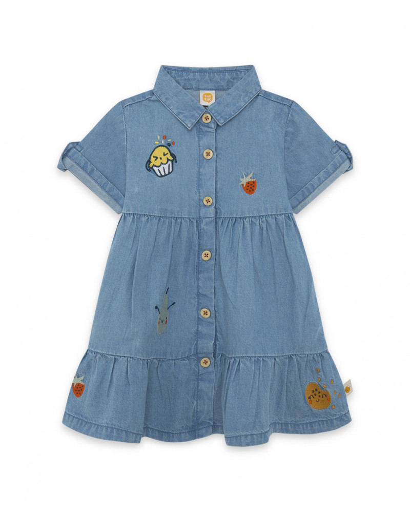 Robe en jeans boutons fille bleue basicos kids