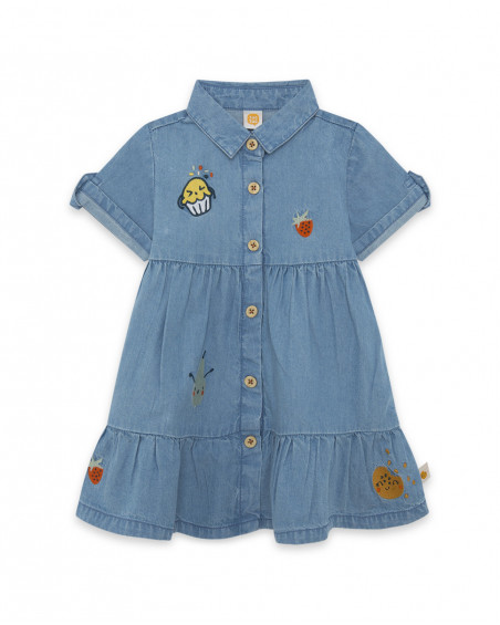 Robe en jeans boutons fille bleue basicos kids Robe en jeans boutons fille bleue basicos kids