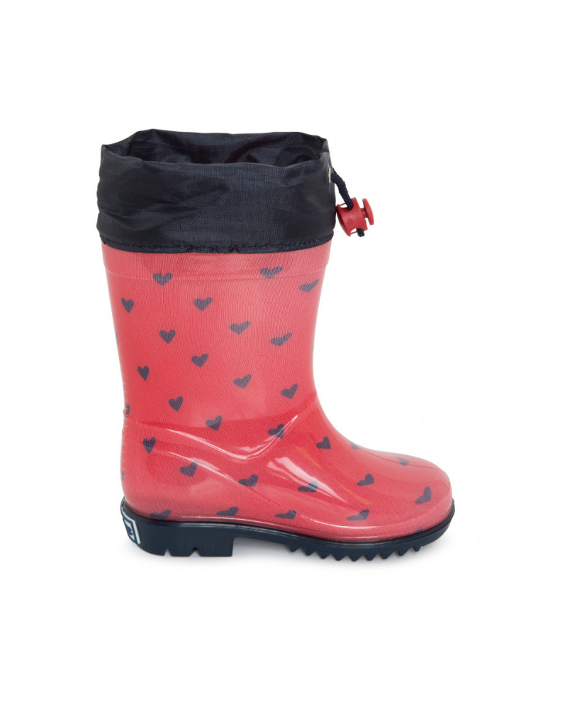 Bottes de pluie coeurs fille rouges hello london