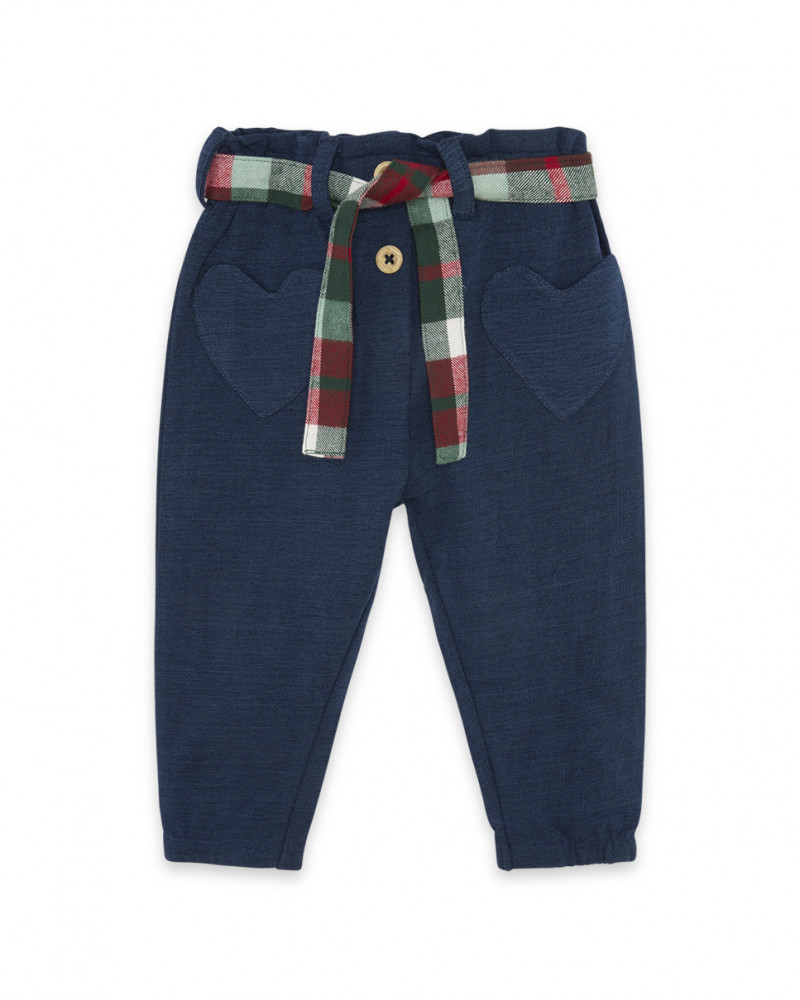 Pantalon en peluche coeurs fille bleu highlands