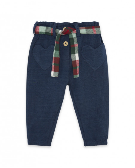 Pantalon en peluche coeurs fille bleu highlands Pantalon en peluche coeurs fille bleu highlands