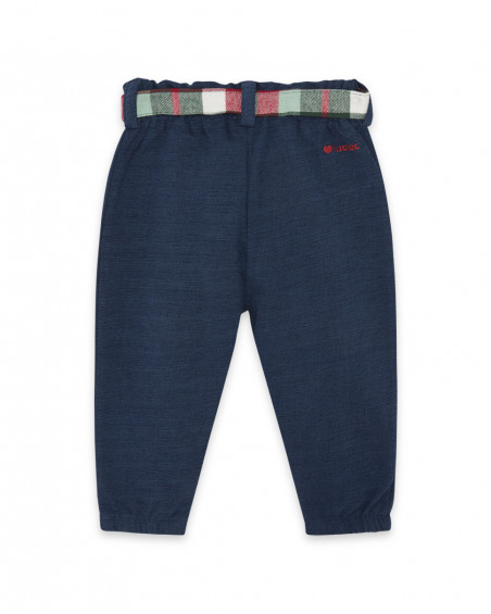 Pantalon en peluche coeurs fille bleu highlands Pantalon en peluche coeurs fille bleu highlands