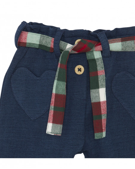 Pantalon en peluche coeurs fille bleu highlands Pantalon en peluche coeurs fille bleu highlands