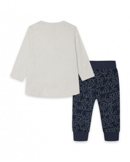Tee-shirt et pantalon en peluche jogging garçon blanc hello Tee-shirt et pantalon en peluche jogging garçon blanc hello