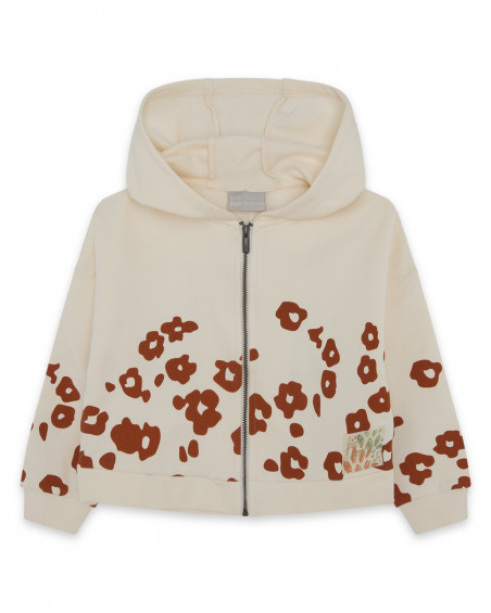 Sweat-shirt capuche en peluche avec fermeture éclair fille