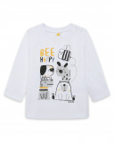 Tee-shirt en jersey chiots garçon blanc bee happy Tee-shirt en jersey chiots garçon blanc bee happy