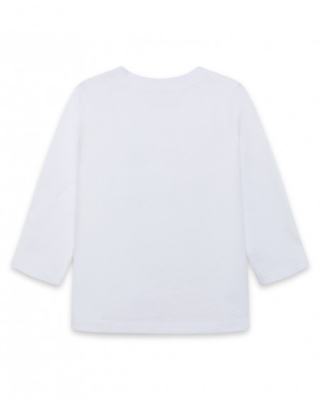 Tee-shirt en jersey chiots garçon blanc bee happy Tee-shirt en jersey chiots garçon blanc bee happy