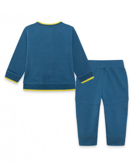 Sweat et pantalon en peluche jogging garçon bleu color hikers Sweat et pantalon en peluche jogging garçon bleu color hikers
