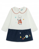 Robe en peluche et jersey chats fille blanche alphabet Robe en peluche et jersey chats fille blanche alphabet