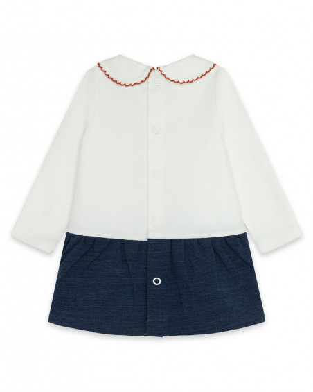 Robe en peluche et jersey chats fille blanche alphabet Robe en peluche et jersey chats fille blanche alphabet