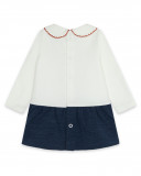 Robe en peluche et jersey chats fille blanche alphabet Robe en peluche et jersey chats fille blanche alphabet