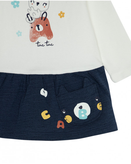 Robe en peluche et jersey chats fille blanche alphabet Robe en peluche et jersey chats fille blanche alphabet