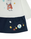 Robe en peluche et jersey chats fille blanche alphabet Robe en peluche et jersey chats fille blanche alphabet